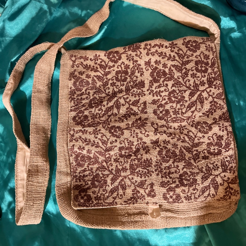 Purple Flower Hippie Canvas Tote Purse
